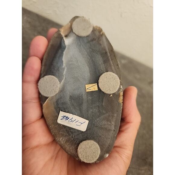 Pewter Dragon Crystal Ball Figure On Agate Slice Vtg‎ - Picture 6 of 6